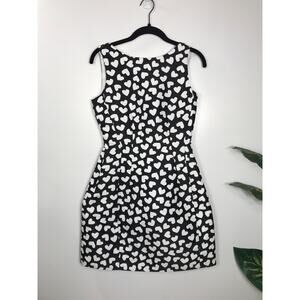 Kate Spade NWT 0 Dancing Hearts Domino Dress Black Cream Feminine Cute Date